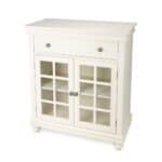 White Glass Door Accent Chest for Entry, Kitchen, or Dining Room