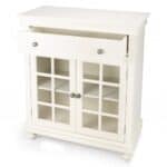 White Glass Door Accent Chest for Entry, Kitchen, or Dining Room