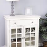 White Glass Door Accent Chest for Entry, Kitchen, or Dining Room