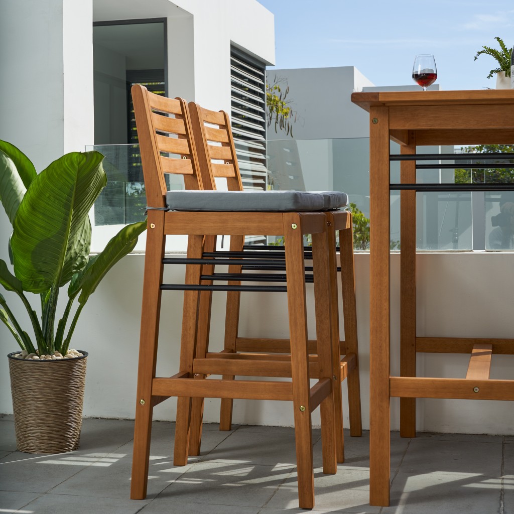 44" Low Back Indoor Outdoor Bar Stool with Footrest 8 44" Low Back Indoor Outdoor Bar Stool with Footrest - Image 8