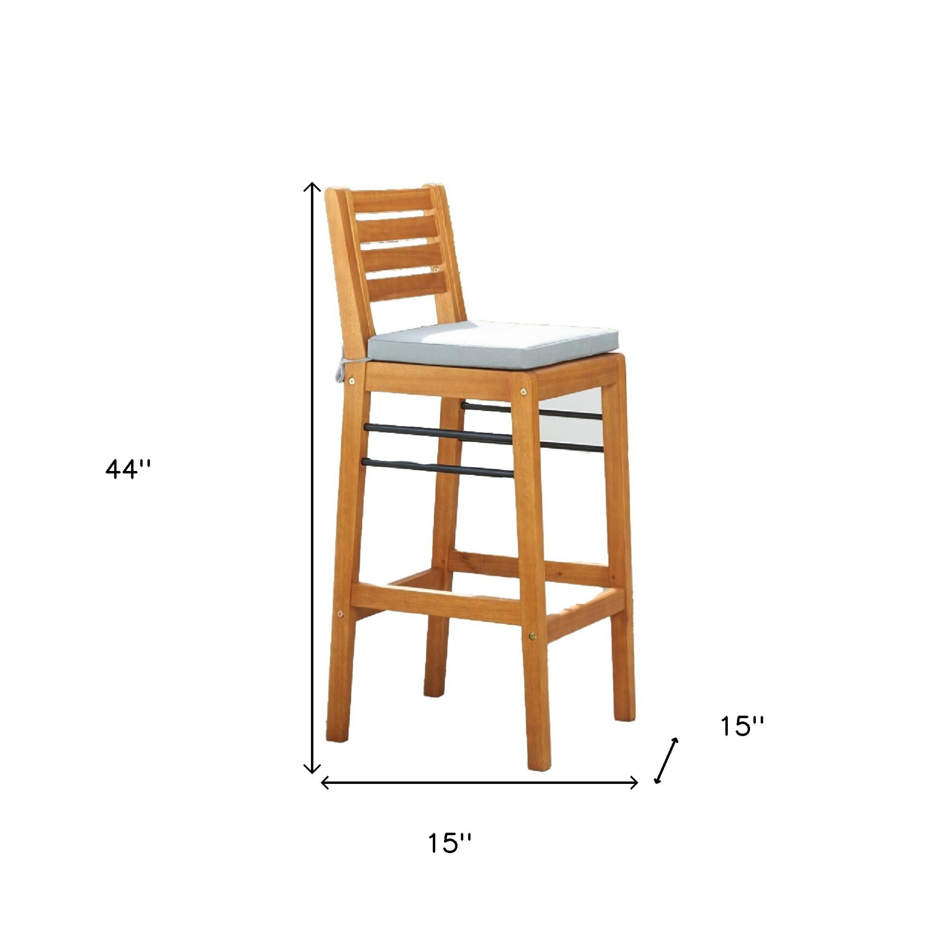 44" Low Back Indoor Outdoor Bar Stool with Footrest 9 44" Low Back Indoor Outdoor Bar Stool with Footrest - Image 9