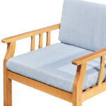 33" Natural Eucalyptus Outdoor Accent Chair with Aqua Cushion