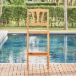 48" Brown Low Back Indoor Outdoor Bar Stool With Footrest