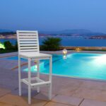 49" White Modern Indoor Outdoor Bar Stool with Full Back 16 49" White Modern Indoor Outdoor Bar Stool with Full Back