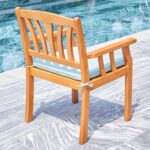 35" Natural Eucalyptus Wood Outdoor Chair with Aqua Cushion