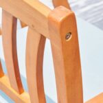 35" Natural Eucalyptus Wood Outdoor Chair with Aqua Cushion