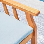 35" Natural Eucalyptus Wood Outdoor Chair with Aqua Cushion