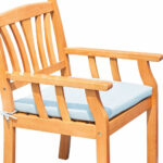 35" Natural Eucalyptus Wood Outdoor Chair with Aqua Cushion