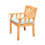 35" Natural Eucalyptus Wood Outdoor Chair with Aqua Cushion