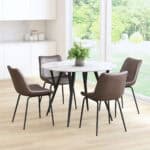 Mid-Century Modern Faux Leather Dining Chair with Steel Frame (Set of 2)