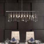 Chrome Ceiling Lamp With Crystal Pendants and Adjustable Cord