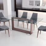 Slim Wing Back Dining Chairs in Dark Gray with Walnut Legs (Set of 2) 8 Slim Wing Back Dining Chairs in Dark Gray with Walnut Legs (Set of 2)