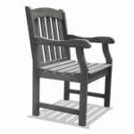 Distressed Patio Armchair With Slatted Design and Rustic Finish