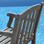 Distressed Patio Armchair With Slatted Design and Rustic Finish