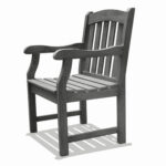 Distressed Patio Armchair With Slatted Design and Rustic Finish