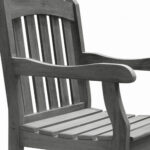 Distressed Patio Armchair With Slatted Design and Rustic Finish