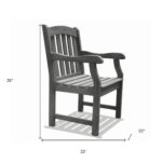 Distressed Patio Armchair With Slatted Design and Rustic Finish