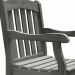 Distressed Patio Armchair With Slatted Design and Rustic Finish