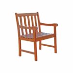 Brown Eucalyptus Wood Patio Armchair with Slatted Back and Seat