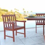 Brown Eucalyptus Wood Patio Armchair with Slatted Back and Seat