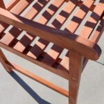 Brown Eucalyptus Wood Patio Armchair with Slatted Back and Seat