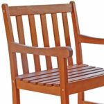 Brown Eucalyptus Wood Patio Armchair with Slatted Back and Seat
