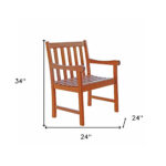 Brown Eucalyptus Wood Patio Armchair with Slatted Back and Seat
