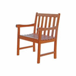 Brown Eucalyptus Wood Patio Armchair with Slatted Back and Seat
