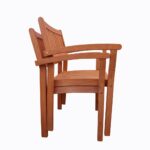 Brown Stacking Armchairs, Durable Wood Design, Set of 2