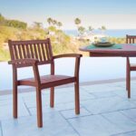 Brown Stacking Armchairs, Durable Wood Design, Set of 2