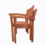 Brown Stacking Armchairs, Durable Wood Design, Set of 2