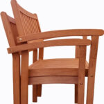 Brown Stacking Armchairs, Durable Wood Design, Set of 2