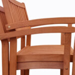 Brown Stacking Armchairs, Durable Wood Design, Set of 2