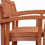 Brown Stacking Armchairs, Durable Wood Design, Set of 2