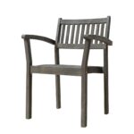 Distressed Stackable Wood Armchairs, Mold-Resistant Finish, Set of 2