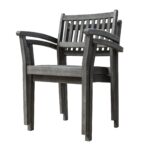 Distressed Stackable Wood Armchairs, Mold-Resistant Finish, Set of 2
