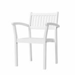 White Stackable Armchairs, Mold-Resistant Acacia Wood, Set of 2