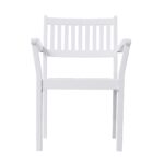 White Stackable Armchairs, Mold-Resistant Acacia Wood, Set of 2