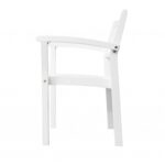 White Stackable Armchairs, Mold-Resistant Acacia Wood, Set of 2