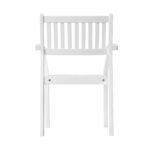 White Stackable Armchairs, Mold-Resistant Acacia Wood, Set of 2