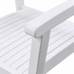 White Stackable Armchairs, Mold-Resistant Acacia Wood, Set of 2
