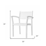 White Stackable Armchairs, Mold-Resistant Acacia Wood, Set of 2
