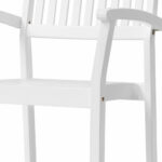 White Stackable Armchairs, Mold-Resistant Acacia Wood, Set of 2