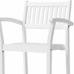 White Stackable Armchairs, Mold-Resistant Acacia Wood, Set of 2