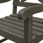 Distressed Grey Outdoor Armchair with Slatted Seat and Cross Back
