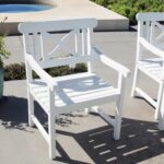 White Garden Armchair with Slatted Design and Cross Back