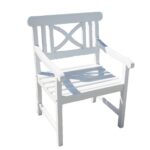 White Garden Armchair with Slatted Design and Cross Back