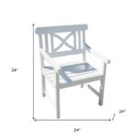 White Garden Armchair with Slatted Design and Cross Back