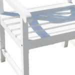 White Garden Armchair with Slatted Design and Cross Back