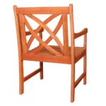 Brown Patio Armchair with Decorative Back and Natural Wood Finish